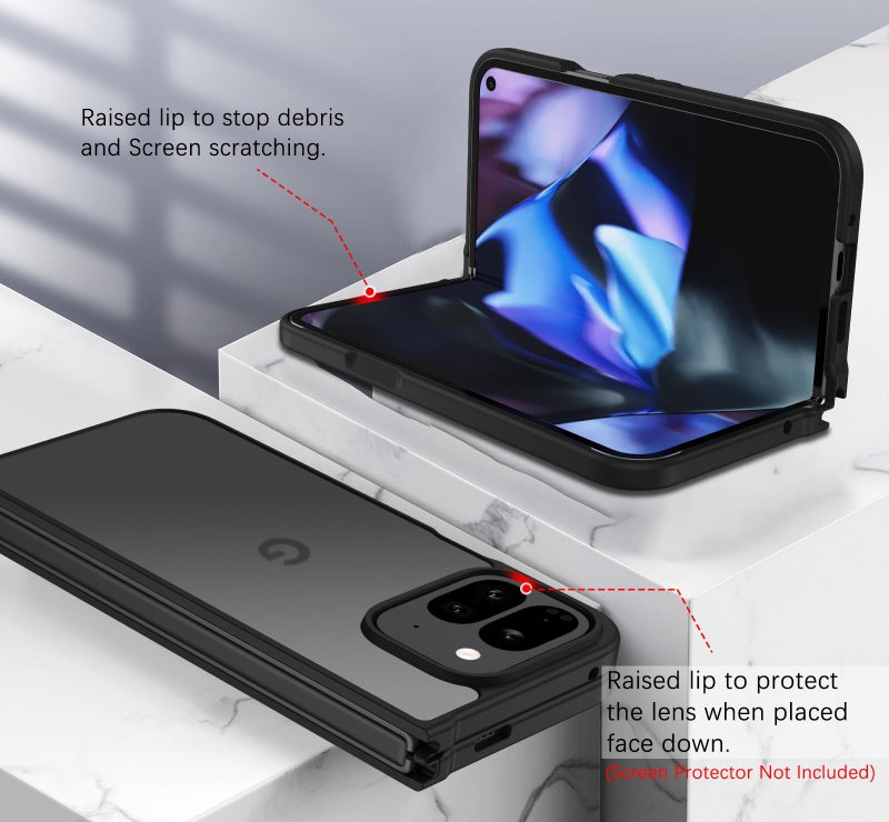 BENTOBEN for Google Pixel 9 Pro Fold Case, Translucent Matte Reveal Logo Slim Thin Shockproof Anti-Yellow Lightweight Women Men Boys Girls Protective Phone Cover Cases for Pixel 9 Pro Fold 8.0", Black - Image 5