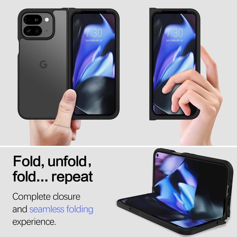 BENTOBEN for Google Pixel 9 Pro Fold Case, Translucent Matte Reveal Logo Slim Thin Shockproof Anti-Yellow Lightweight Women Men Boys Girls Protective Phone Cover Cases for Pixel 9 Pro Fold 8.0", Black - Image 3