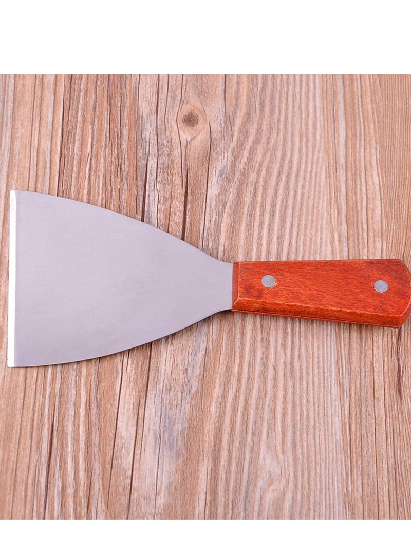 SAQOWARE Rigag Scraper/Regag Scraper/Kitchen Scraper/Grill Griddle Scraper  Stainless Steel  Wooden Handle Ideal For Scrap, Slice, Scoop, Cutting, Chop, Multipurpos - Image 3