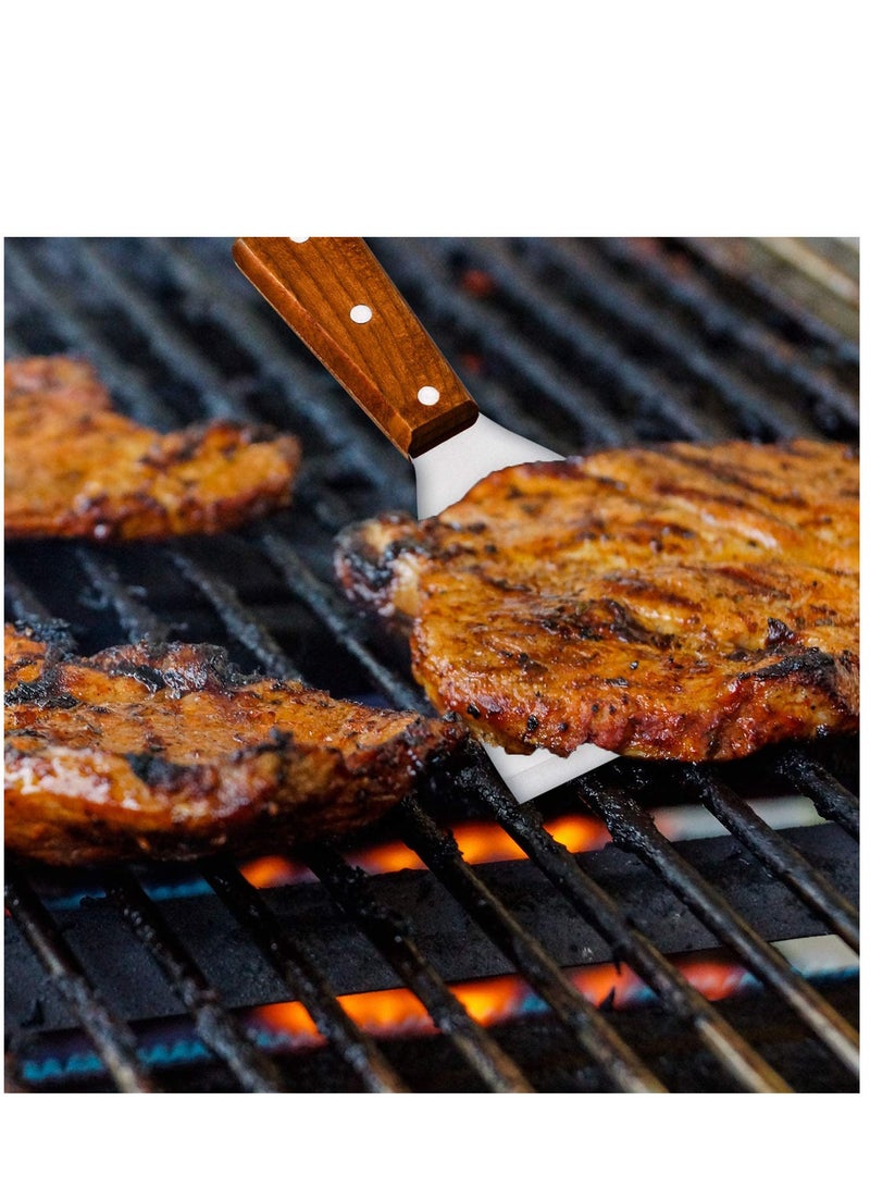 SAQOWARE Rigag Scraper/Regag Scraper/Kitchen Scraper/Grill Griddle Scraper  Stainless Steel  Wooden Handle Ideal For Scrap, Slice, Scoop, Cutting, Chop, Multipurpos - Image 5
