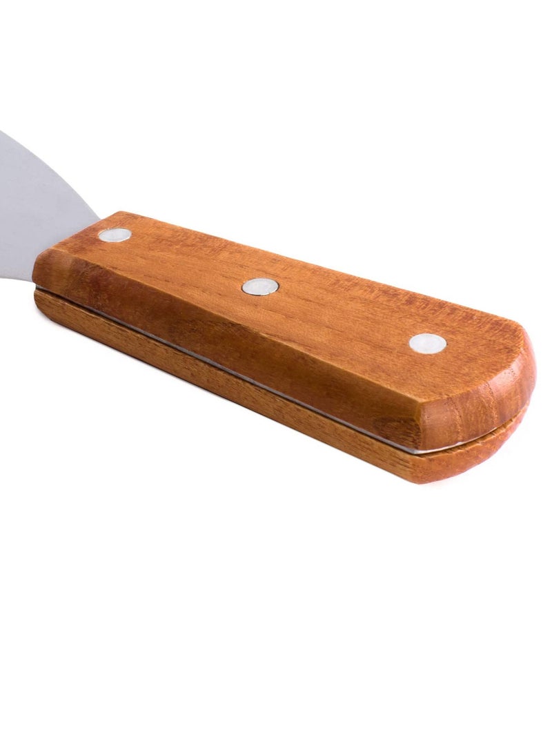 SAQOWARE Rigag Scraper/Regag Scraper/Kitchen Scraper/Grill Griddle Scraper  Stainless Steel  Wooden Handle Ideal For Scrap, Slice, Scoop, Cutting, Chop, Multipurpos - Image 2