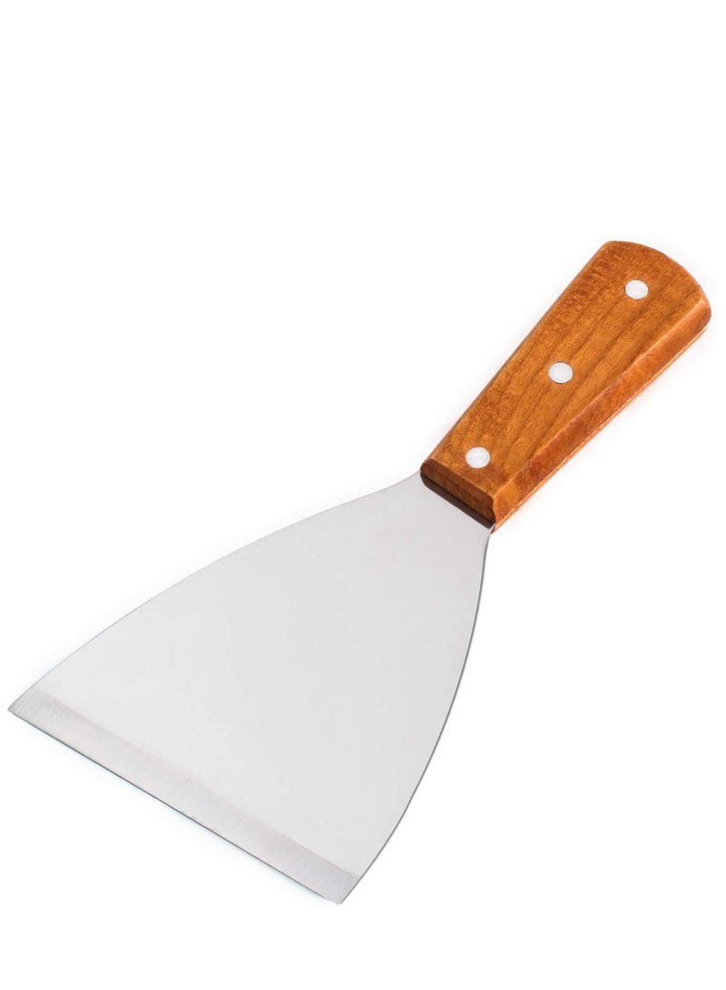 SAQOWARE Rigag Scraper/Regag Scraper/Kitchen Scraper/Grill Griddle Scraper  Stainless Steel  Wooden Handle Ideal For Scrap, Slice, Scoop, Cutting, Chop, Multipurpos - Image 1