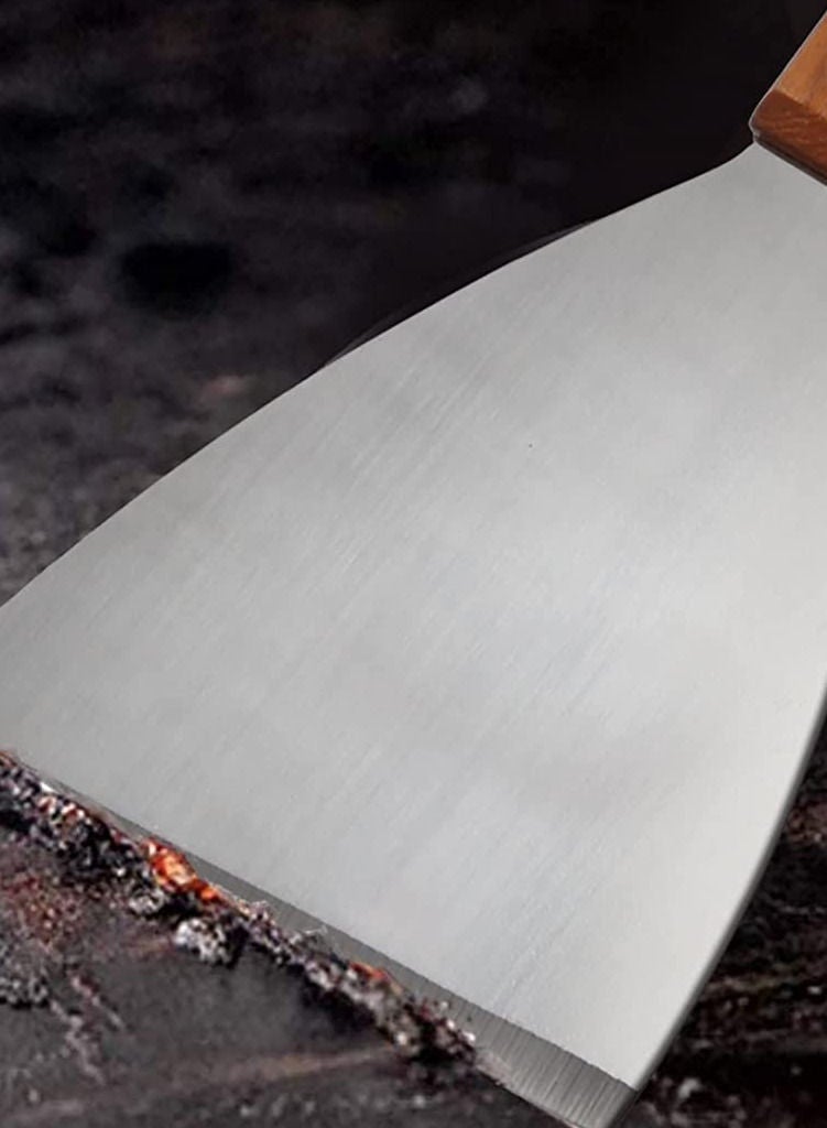 SAQOWARE Rigag Scraper/Regag Scraper/Kitchen Scraper/Grill Griddle Scraper  Stainless Steel  Wooden Handle Ideal For Scrap, Slice, Scoop, Cutting, Chop, Multipurpos - Image 4