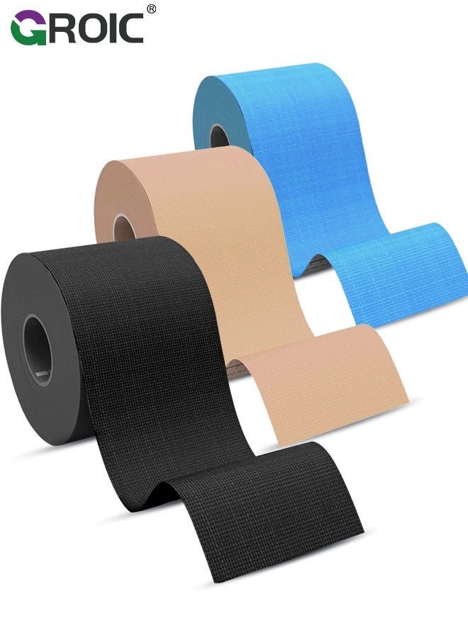 GROIC 3 Rolls Kinesiology Tape, Sports Tape Athletic Recovery Pain Relieve Strong Adhesion Waterproof Sports Theraeputic Tape for Muscle Pain Relief and Joint Support  [2” x 20”] - Image 1