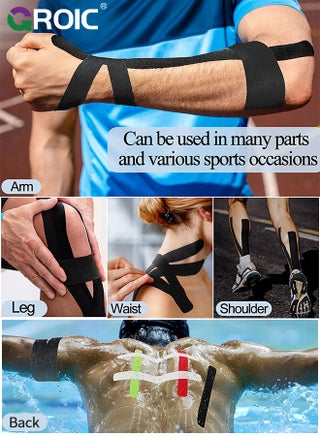 3 Rolls Kinesiology Tape, Sports Tape Athletic Recovery Pain Relieve Strong Adhesion Waterproof Sports Theraeputic Tape for Muscle Pain Relief and Joint Support  [2” x 20”] - view 4