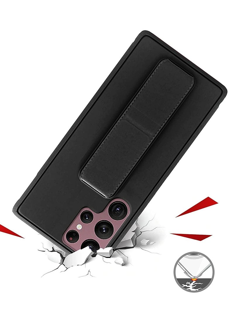 BORTONY Galaxy S22 Ultra Cover with Magnetic Stand & Holder Premium Silicone Hand Strap Grip Car Mount Kickstand And Finger Grip Case - Image 3