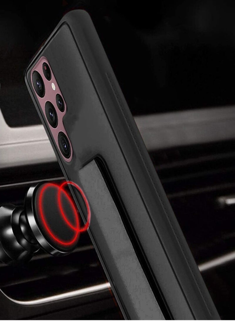 BORTONY Galaxy S22 Ultra Cover with Magnetic Stand & Holder Premium Silicone Hand Strap Grip Car Mount Kickstand And Finger Grip Case - Image 2