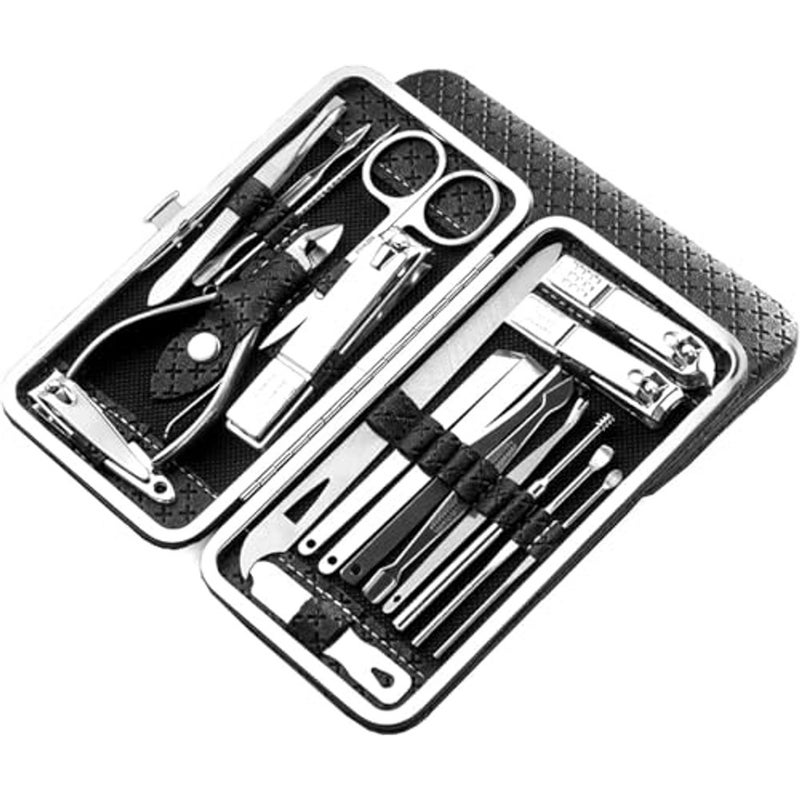ALKAYAN 330 mlManicure set nail clippers pedicure kit,19pcs stainless steel professional pedicure kit nail scissors grooming kit with leather travel case,Assorted colors - Image 1