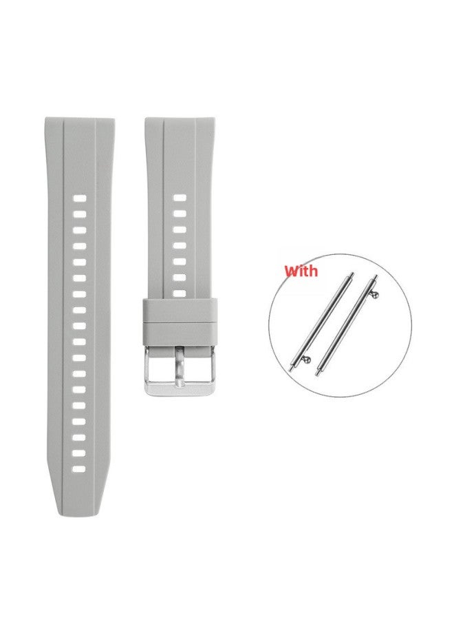 [ready Stock] Suitable For Huawei WatchGT4 Silicone Universal Watch Strap/gt2/gt3 With Quick Release Switch Earrings-Color:C4 Light Gray-silver Buckle-Specifications:22MM  - Image 1