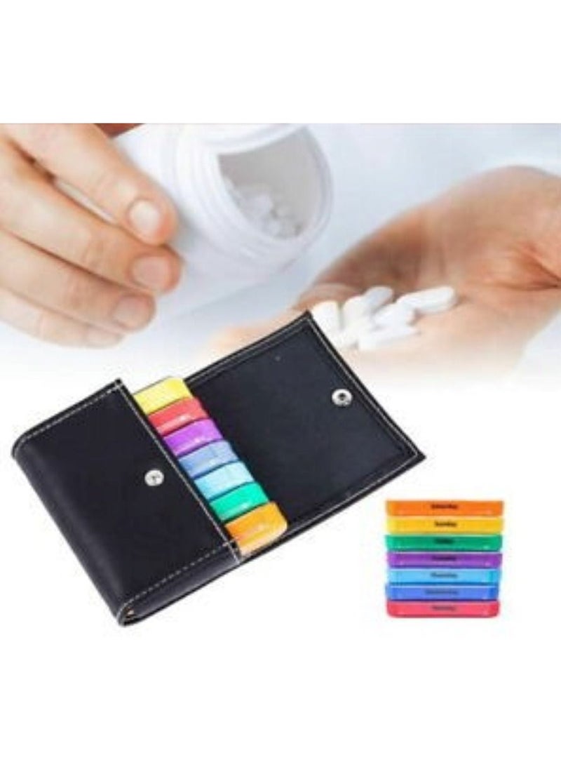 Leather Pill Case Organizer for Weekly Appointments 4 Times Daily