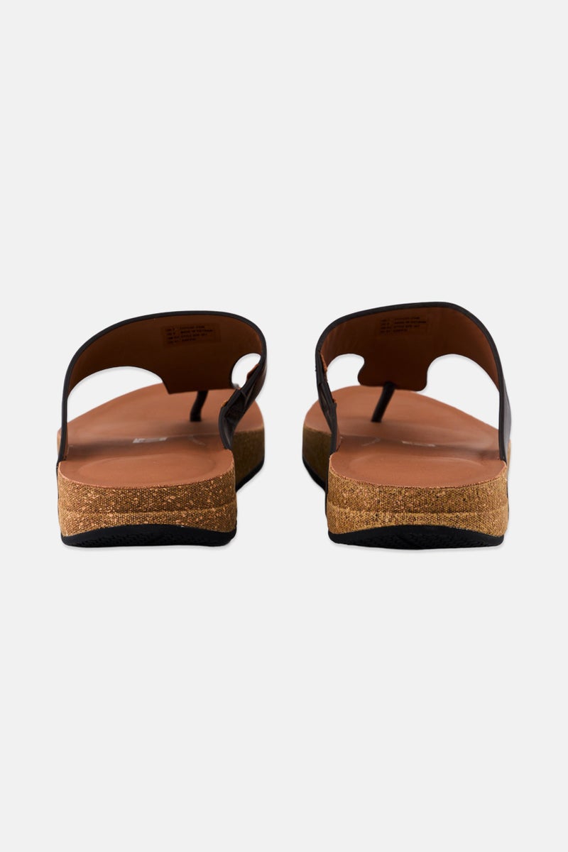 FitFlop Men Iqushion Metallic Leather Sandals, Chocolate Brown  - Image 2