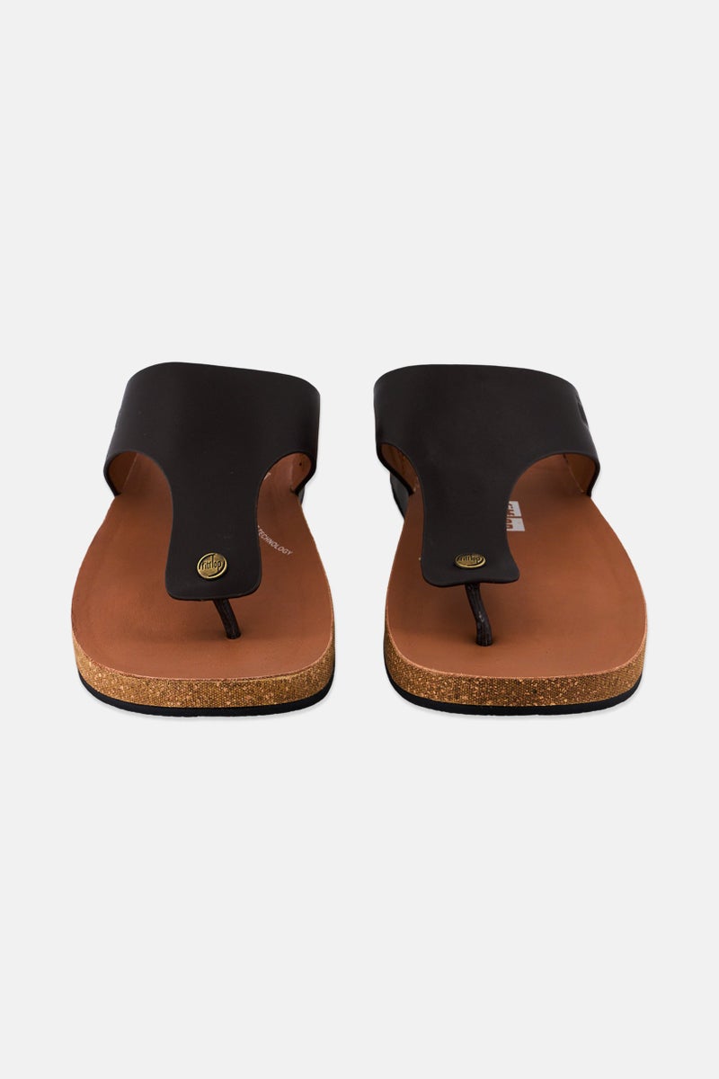 FitFlop Men Iqushion Metallic Leather Sandals, Chocolate Brown  - Image 4