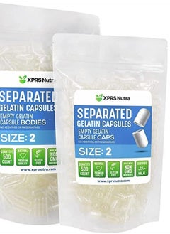 XPRS Nutra Gelatin Size 2 Separated Capsules - 500 Count Empty Capsules Separated in Bags - Size 2 Clear Gelatin Capsules - Empty Gelatin Capsules for DIY Supplement Filling  - Image 1