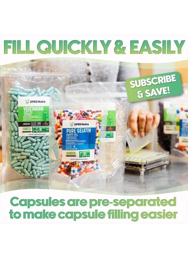 XPRS Nutra - Gelatin Size 2 Separated Capsules - 500 Count Empty Capsules Separated in Bags - Size 2 Clear Gelatin Capsules - Empty Gelatin Capsules for DIY Supplement Filling - Image 1