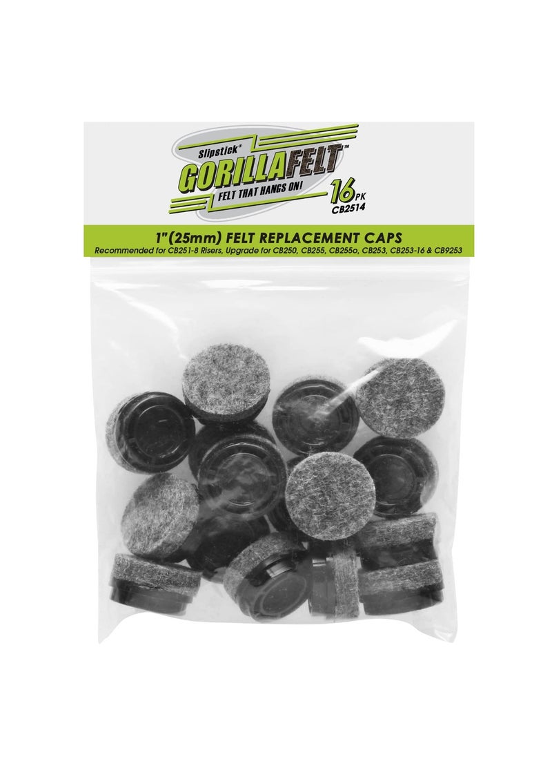Slipstick GorillaFelt CB2514 Replacement 1 Inch Felt Slider Cap Inserts for use with GorillaGlides CB253 and GorillaRisers CB2518 Includes 16 Felt Caps Plastic Glide Body Sold Separately 