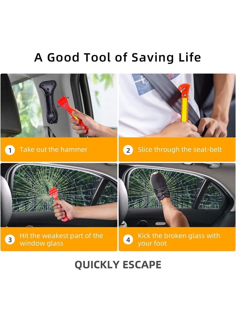 2 Pack Car Glass Safety Hammer, Window Breaker and Seat Belt Cutter, Carbon Steel, Anti-Slip Handle with Reflective Tape for Home, Women, Children Safety Emergency Car Escape Tools - Image 3