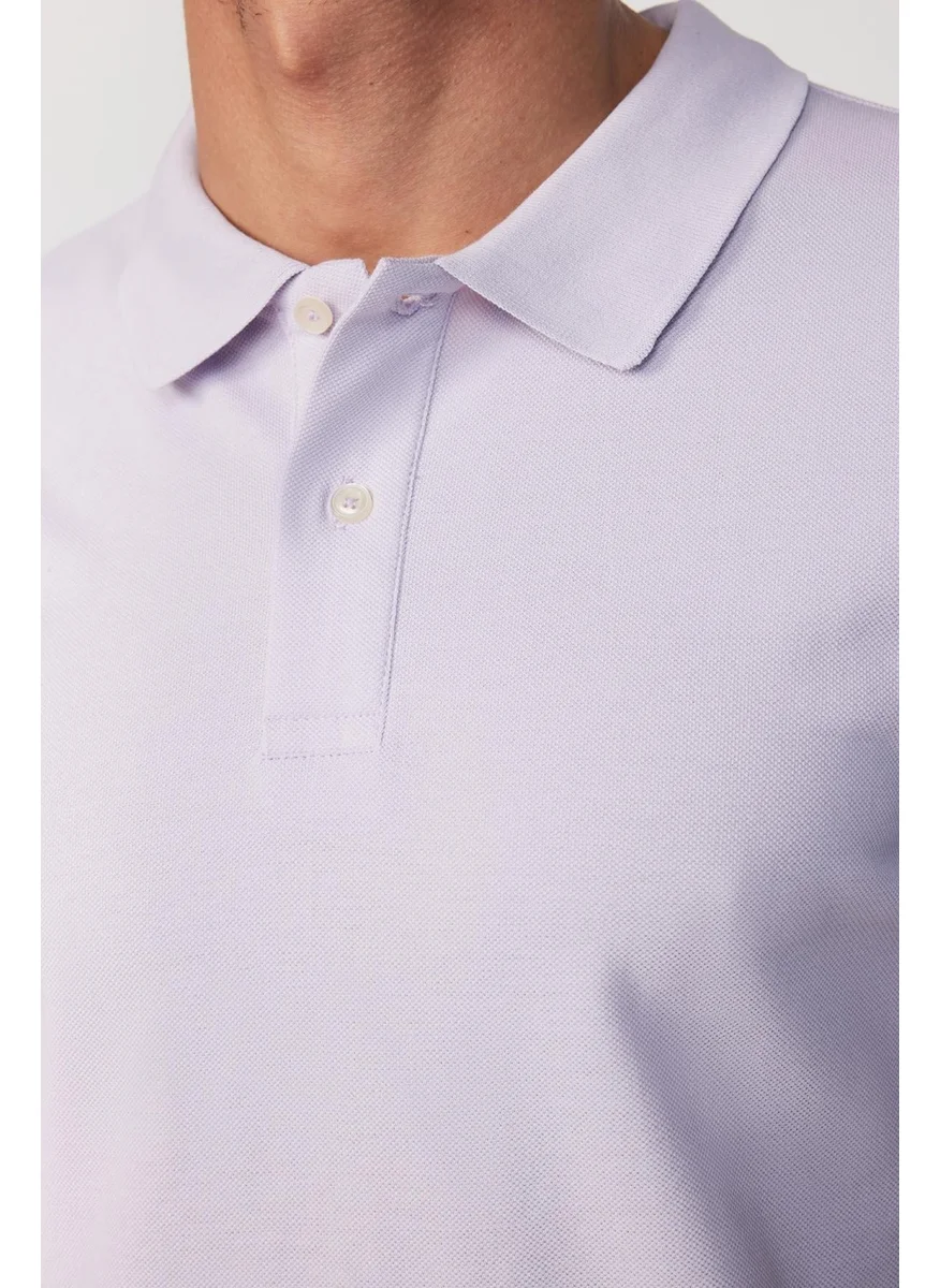 Tudors Men's Slim Fit Slim Cut 100% Cotton Plain Pique Lilac Polo Neck T-Shirt
