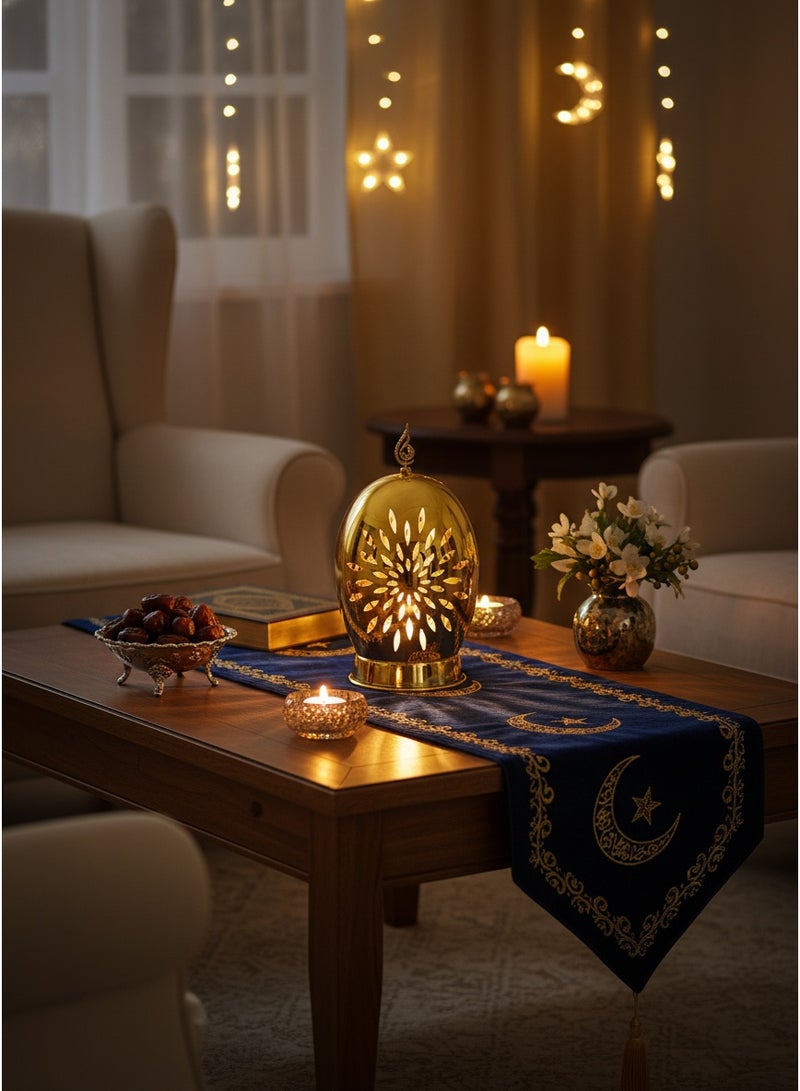 Living Gold oval decorative lantern with light - Image 2