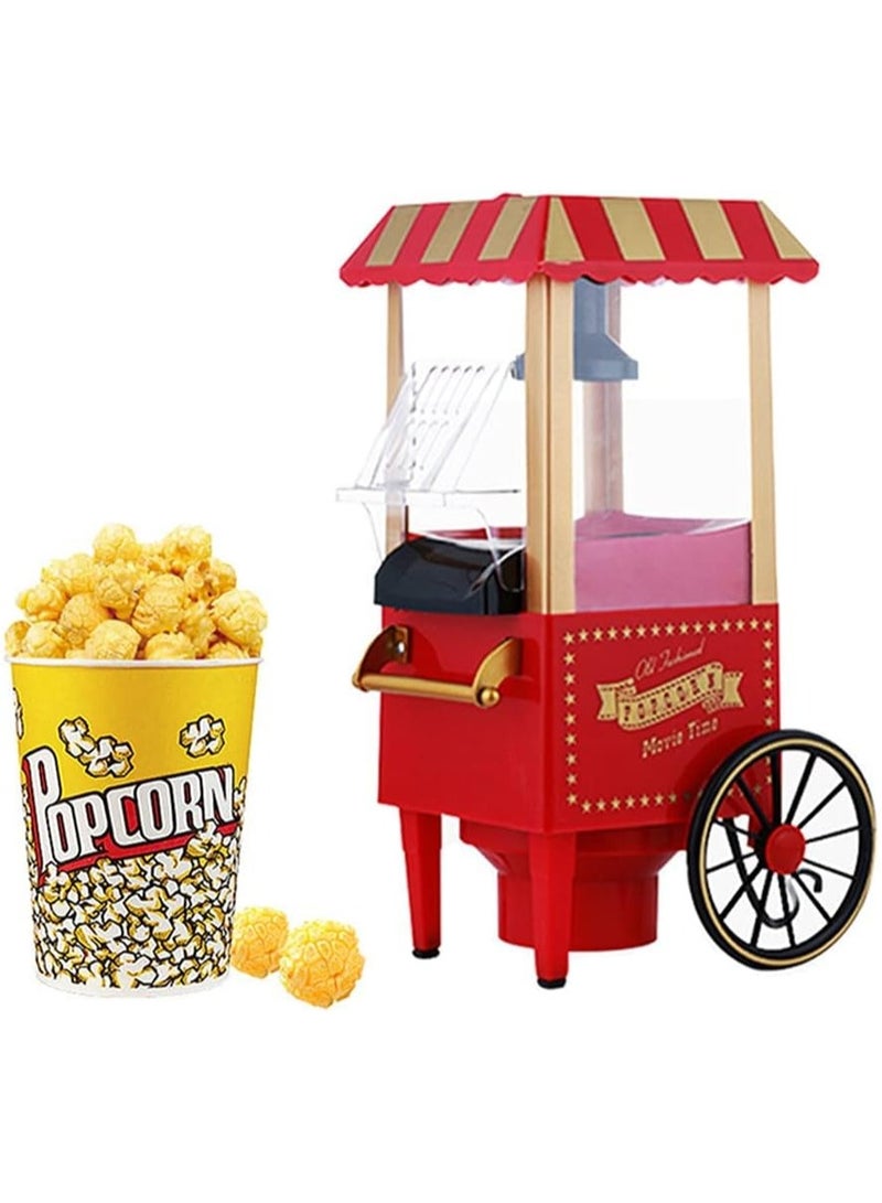 DIGI CORE Vintage Mini Popcorn Machine 1200W Hot Air Popcorn Popper, Retro Household Popcorn Maker, Oil-Free Healthy Popcorn Maker for Kids & Adults, Fast & Easy-to-Use Small Popper Machine for Home - Image 1
