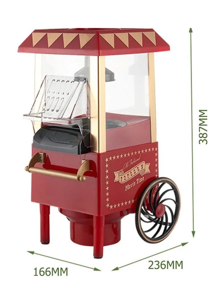 DIGI CORE Vintage Mini Popcorn Machine 1200W Hot Air Popcorn Popper, Retro Household Popcorn Maker, Oil-Free Healthy Popcorn Maker for Kids & Adults, Fast & Easy-to-Use Small Popper Machine for Home - Image 2