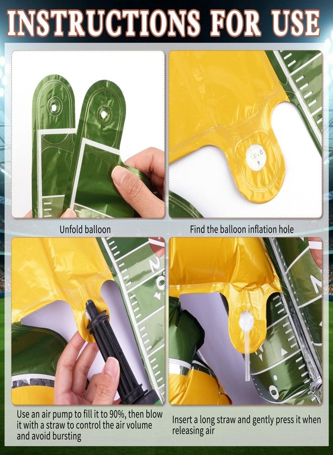 THAWAY 2 Pcs Football Party Decorations - 5 ft Giant Self Standing Football Foil Balloons with Green Field Base for Football Party Favors Sports Themed Party Decorations (Football Goal Post) - Image 4