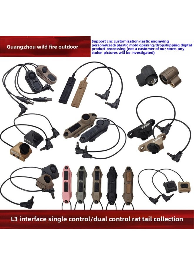 Generic - [L3 Interface Single Control/Dual Control Mouse Tail] NGAL MWL Laser Indicator Wire Control Mouse Tail Switch-Color:Sand Color-yr07044-sf (so Model) + L3-engraved Model [adapted To Sotac Flashlight] - Image 1