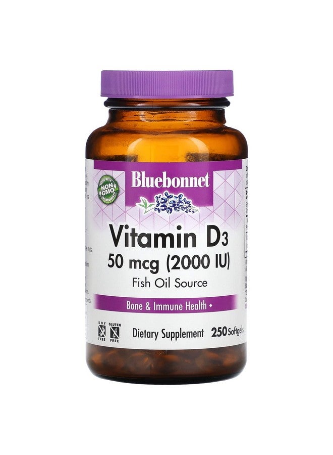 Bluebonnet Nutrition Vitamin D3 2000 IU, 250 CT - Image 1