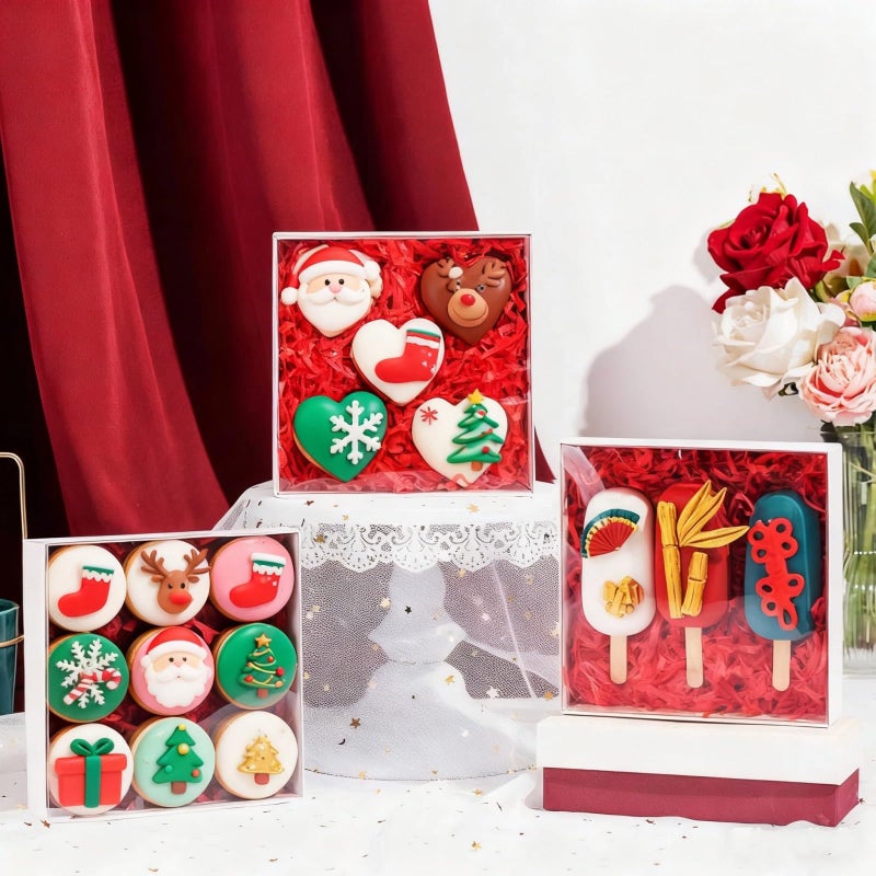 SLShePack 25PCS 6x6x1.25 Inches Baking Boxes with Clear display lid for Cookies,Macaron,Cakesicle,Dount,Pastry,Chocolate Covered Ores or More - Image 3