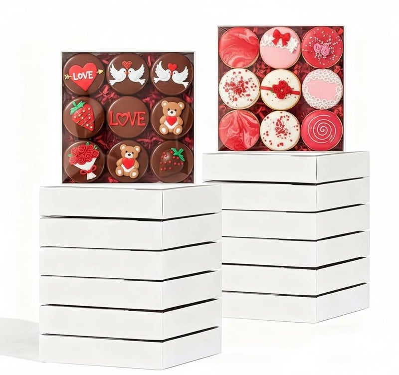SLShePack 25PCS 6x6x1.25 Inches Baking Boxes with Clear display lid for Cookies,Macaron,Cakesicle,Dount,Pastry,Chocolate Covered Ores or More - Image 1