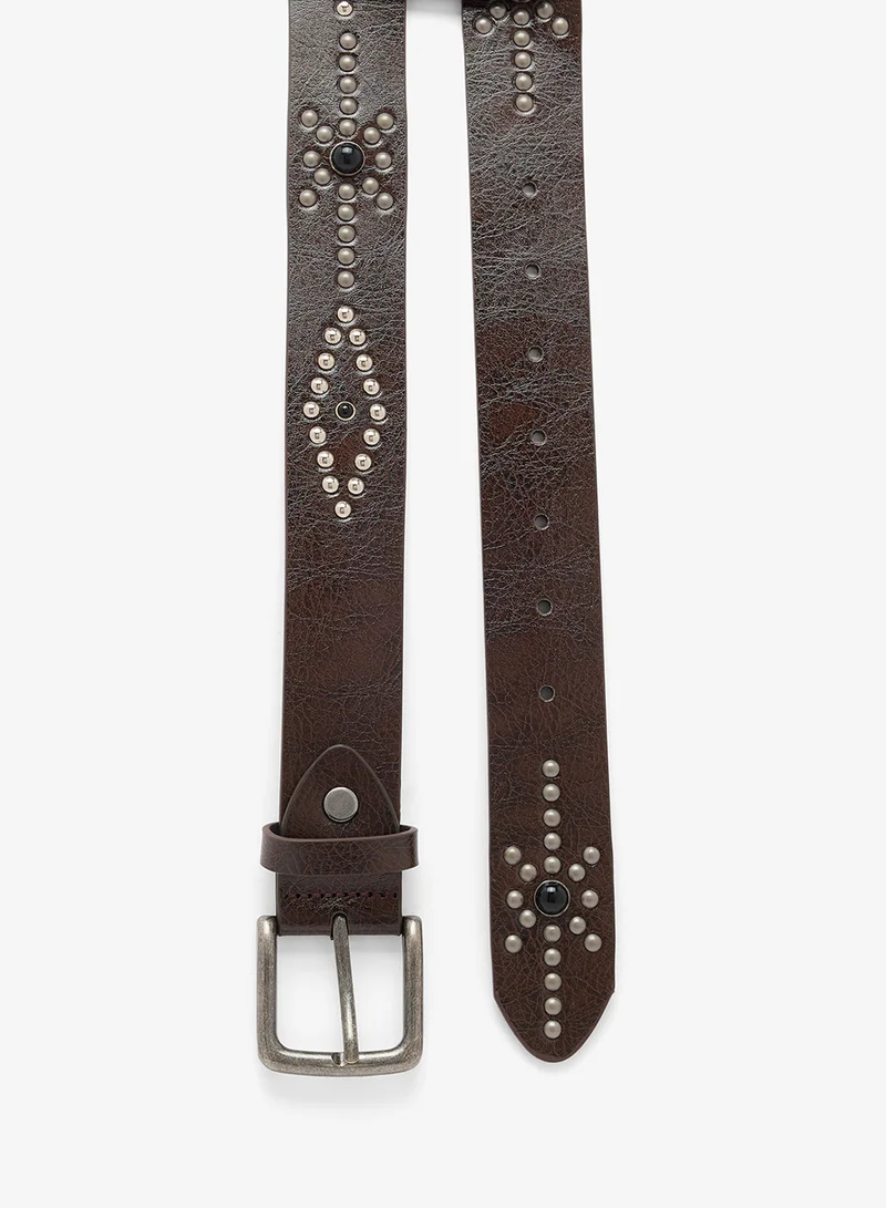 Seventy Five Western Belt With Studding Detail