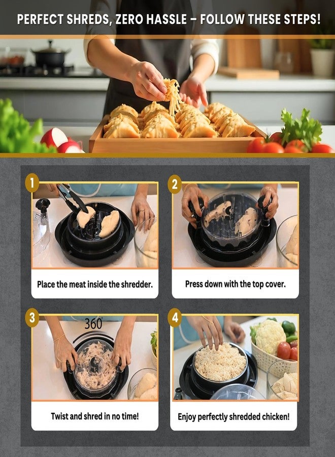 infasix Chicken Shredder Tool Twist Large - 11.8” Meat Shredder Tool Twist for Quick Chicken Breast Shredding - With Non-Slip Pads & Suction Cups, Dishwasher Safe Kitchen Tool with Tongs & Soap Brush - Image 5