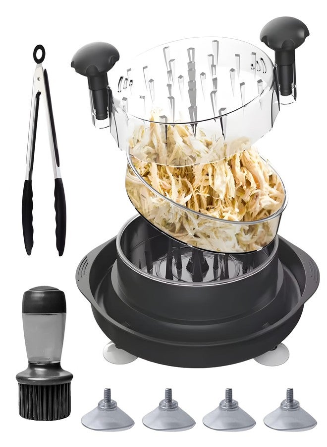 infasix Chicken Shredder Tool Twist Large - 11.8” Meat Shredder Tool Twist for Quick Chicken Breast Shredding - With Non-Slip Pads & Suction Cups, Dishwasher Safe Kitchen Tool with Tongs & Soap Brush - Image 1