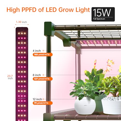 Bstrip Indoor Greenhouse with Grow Lights, 4 Tier 27.2" L×19.9" W×61.8" H Mini Greenhouse with Zippered PVC Cover for Seed Starting Trays, Dimmable 2FT 60W Plant Light for Indoor Plants with Timer - Image 5