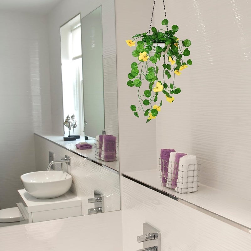 fancymart Artificial Flower Falling Leaves in Hanging Pot for Home and Office Decor | Yellow… - Image 4