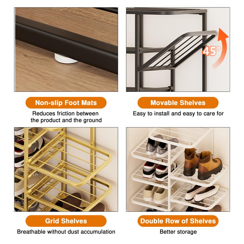 Simcat Shoe Rack Sturdy Metal Shoe Rack Organizer for Closet Entryway Garage Vertical Narrow Shoe Stand Shoe Shelf (5 Tiers - Champagne Gold) - Image 4