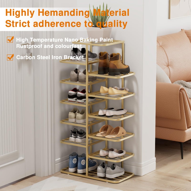Simcat Shoe Rack Sturdy Metal Shoe Rack Organizer for Closet Entryway Garage Vertical Narrow Shoe Stand Shoe Shelf (5 Tiers - Champagne Gold) - Image 5