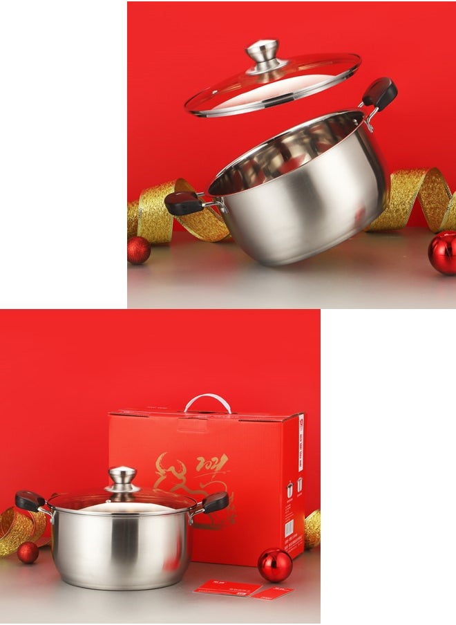 Braisers，Stock Pot Pan, Stainless Steel Stockpot with Lid for Cooking Simmering Soup Stew, Non-toxic & Corrosion Resistant