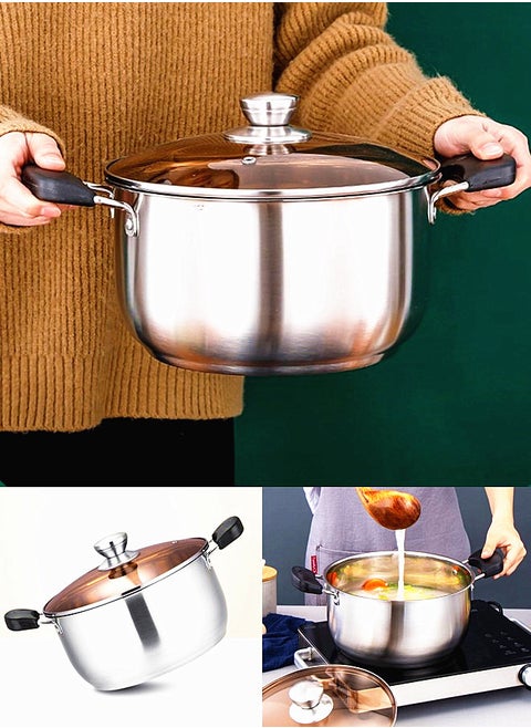 Braisers，Stock Pot Pan, Stainless Steel Stockpot with Lid for Cooking Simmering Soup Stew, Non-toxic & Corrosion Resistant
