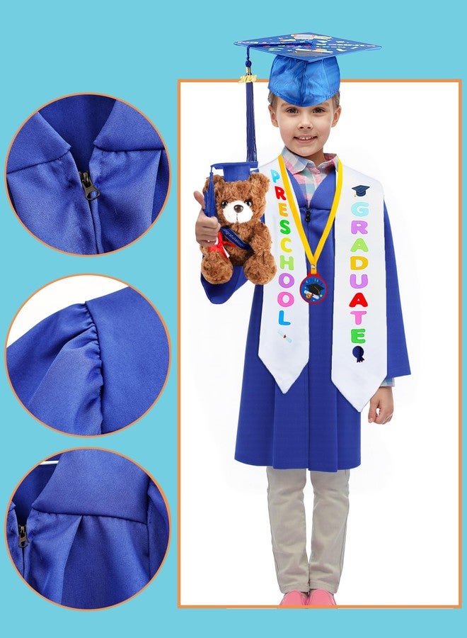 Restroma Preschool Graduation Cap and Gown with 7 Inch Stuffed Graduation Bear Tassel Stole Graduate Certificate for Kids Kindergarten (Blue, Size 30 (115-122 cm)) - Image 4