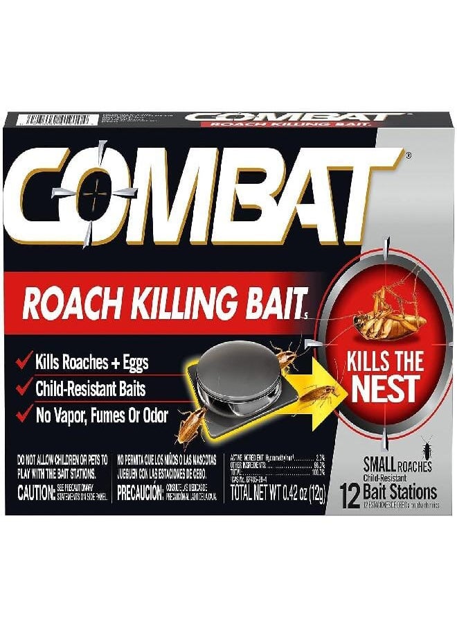 Combat Combat Roach Killing Bait Stations for Small Roaches, Kills Roaches and Eggs, 12 Count  - Image 1