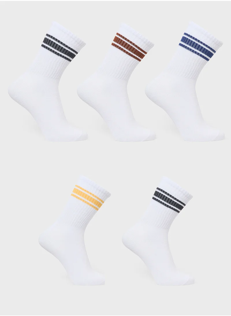 جاك وجونز جونيور Youth 5 Pack Logo Socks