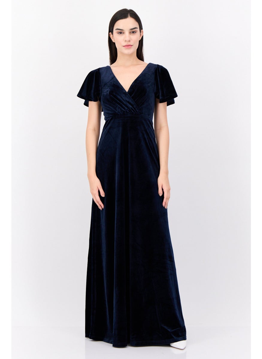 Lulus Women Velevet Maxi Dress, Navy  - Image 1