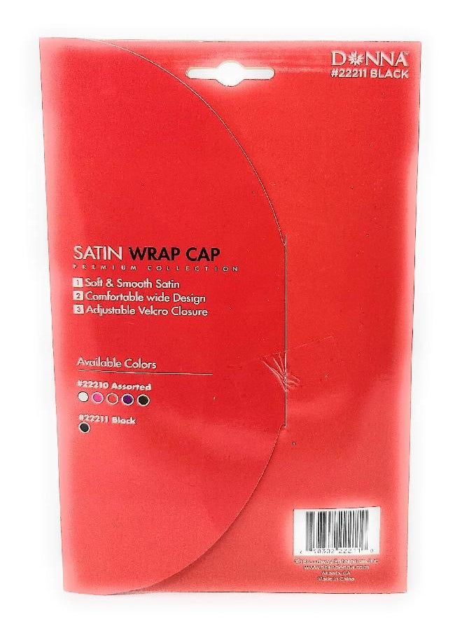 Donna Collection - Donna Collection Premium Satin Wrap Cap, Black - Image 1