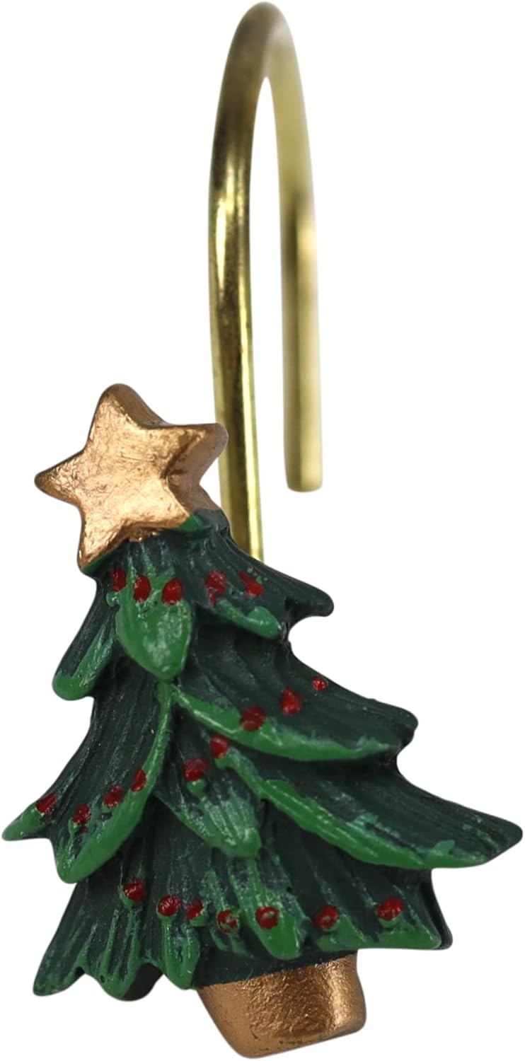 Iconikal Rust Resistant Decorative Shower Curtain Hooks HandPainted Christmas 12Pack - Image 4