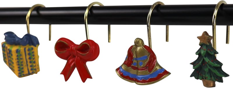 Iconikal Rust Resistant Decorative Shower Curtain Hooks HandPainted Christmas 12Pack - Image 2