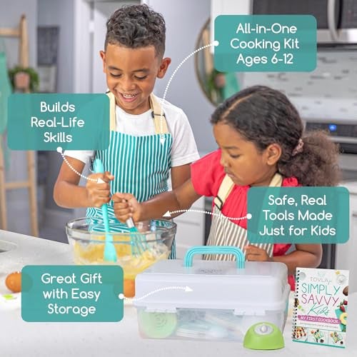 TOVLA JR Kids Real Cooking and Baking Ultimate Gift Set | Montessori Kid-Safe Knives, Apron, Visual Cookbook, Timer, Storage Case & Tools | Premium Christmas & Birthday Gift for Girls & Boys Ages 6–12 - Image 4