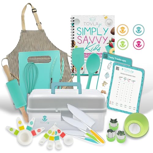 TOVLA JR Kids Real Cooking and Baking Ultimate Gift Set | Montessori Kid-Safe Knives, Apron, Visual Cookbook, Timer, Storage Case & Tools | Premium Christmas & Birthday Gift for Girls & Boys Ages 6–12 - Image 1