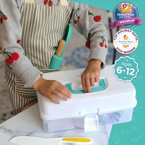 TOVLA JR Kids Real Cooking and Baking Ultimate Gift Set | Montessori Kid-Safe Knives, Apron, Visual Cookbook, Timer, Storage Case & Tools | Premium Christmas & Birthday Gift for Girls & Boys Ages 6–12 - Image 3