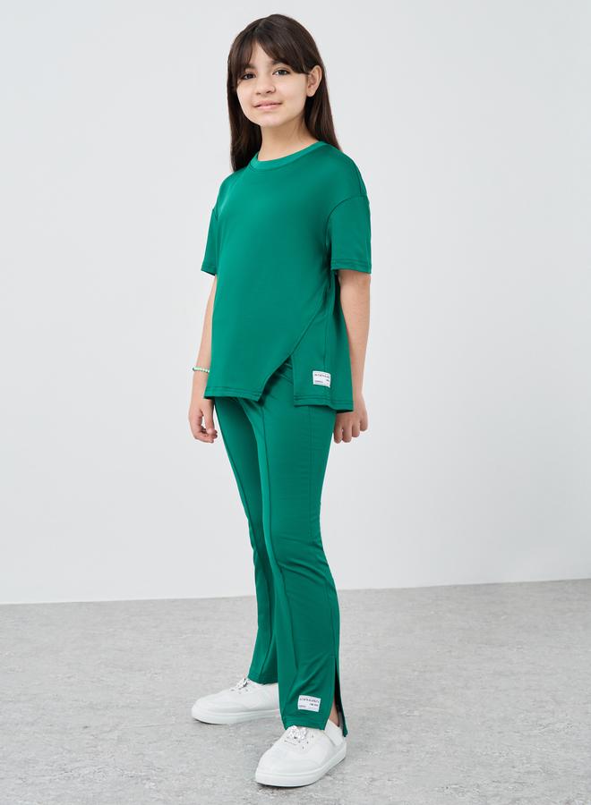 Styli Patch Detail Oversized T-Shirt and Flared Leggings Set - Image 2