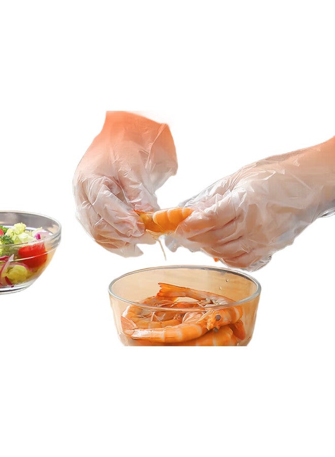 Temeiju Disposable Gloves, Food-Grade, 100 Pieces, Extra Thick, Transparent Plastic, Thickened, For Kitchen, Dishwashing, And Catering - Image 1